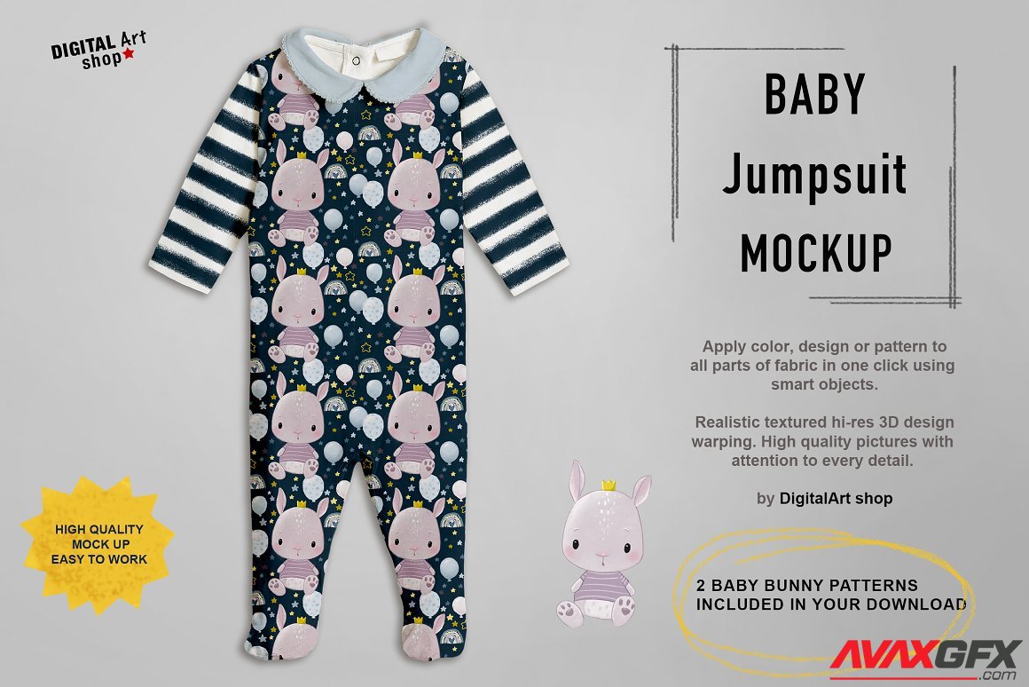 CreativeMarket - Baby Jumpsuit Mock Up 6304759