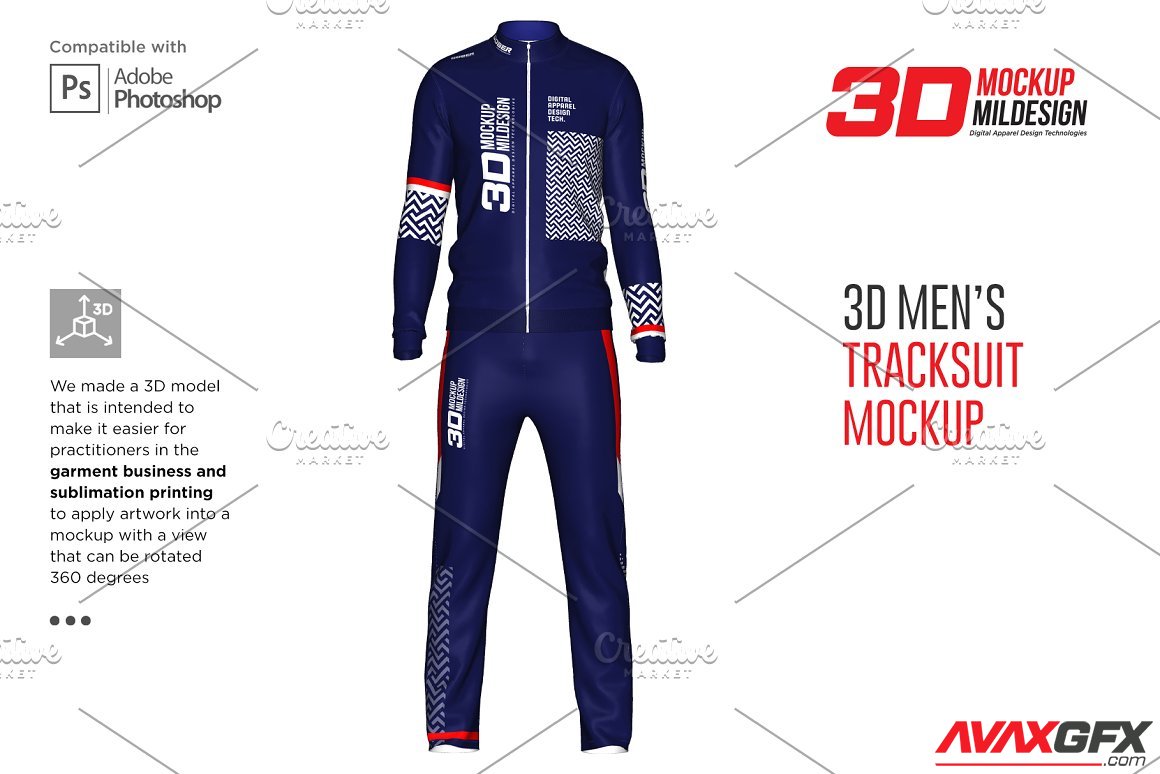 CreativeMarket - 3D Men's Tracksuit Mockup 5963461