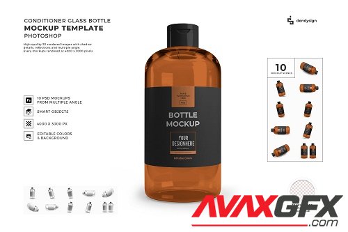 Conditioner Glass Bottle 3D Mockup Template Bundle - 1510979