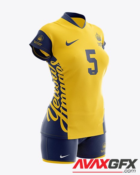 Women’s Volleyball Kit with V-Neck Jersey mockup 16967