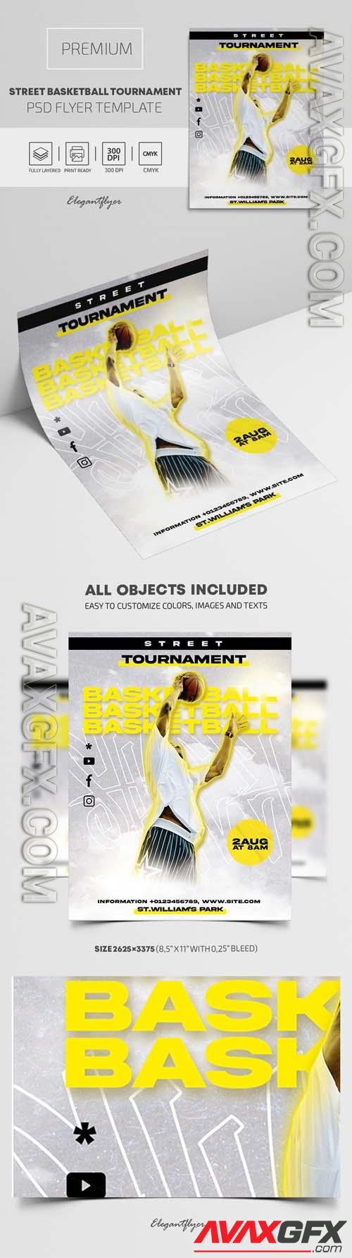 Street Basketball Tournament – Premium PSD Flyer Template