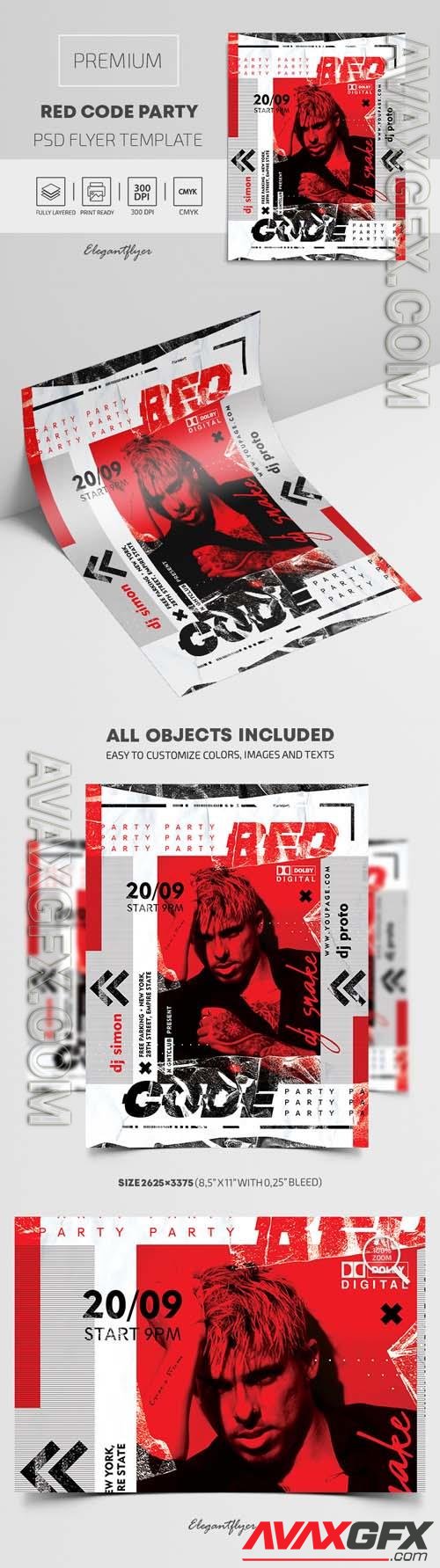 Red Code Party – Premium PSD Flyer Template