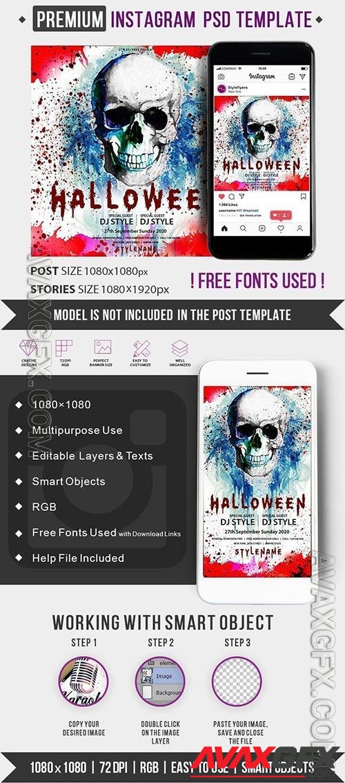 Halloween Party instagram post and story remplate