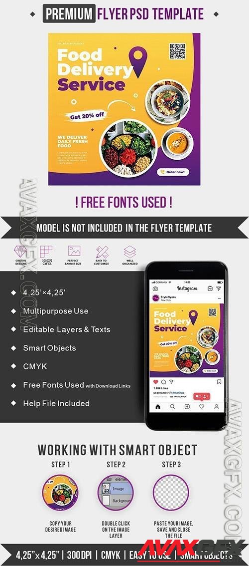 Food Delivery Service Flyer Template