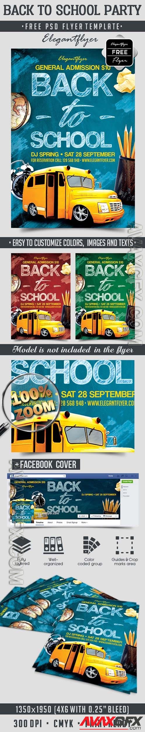 Back to School Party Flyer PSD Template