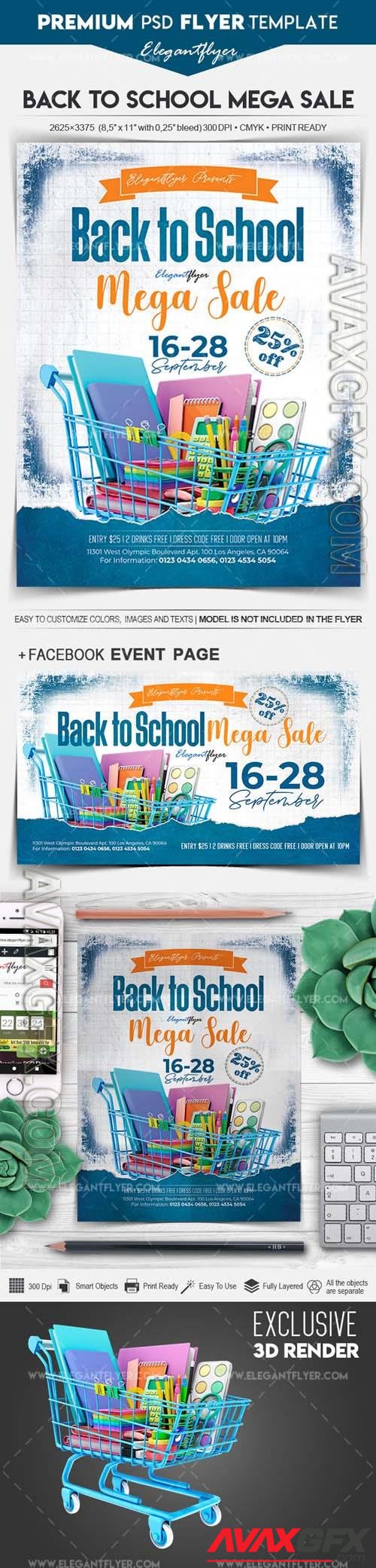 Back to School Mega Sale Flyer PSD Template