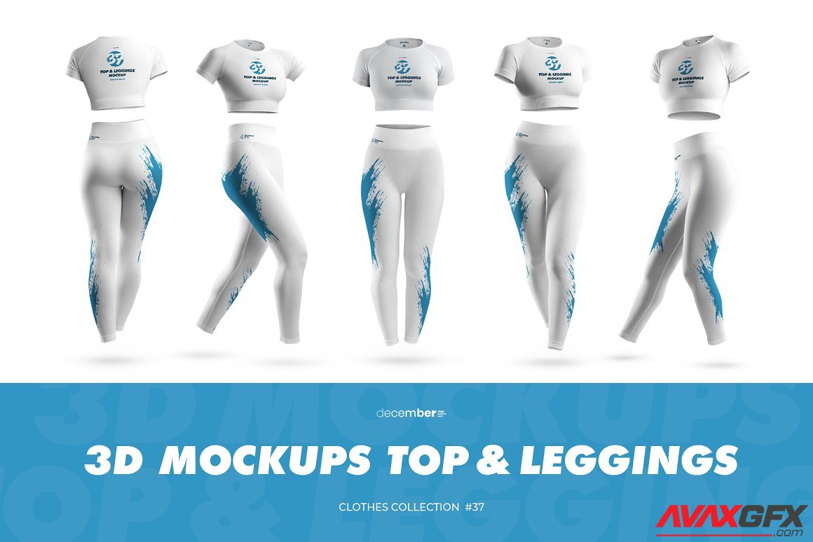 CreativeMarket - 5 3D Sports Leggings and Top Mockups 6367819