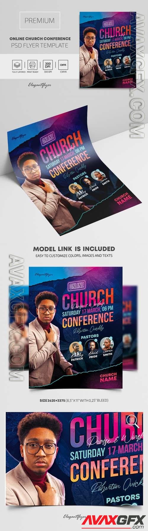 Online Church Conference Premium PSD Flyer Template