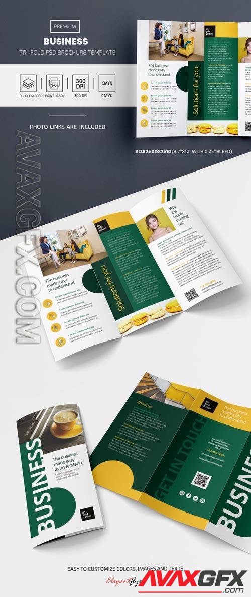 Business School Premium PSD Tri Fold Brochure Template