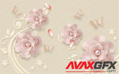 3d flower three dimensional relief background wall