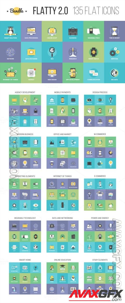 Vector Bundle of Flatty Icons 2 0