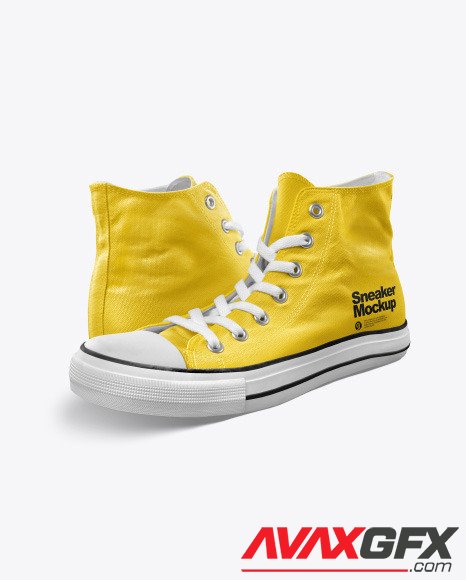 Two High-Top Canvas Sneakers Mockup 87616