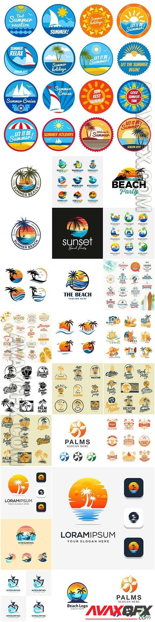 Big set Collection of beach logo vector design