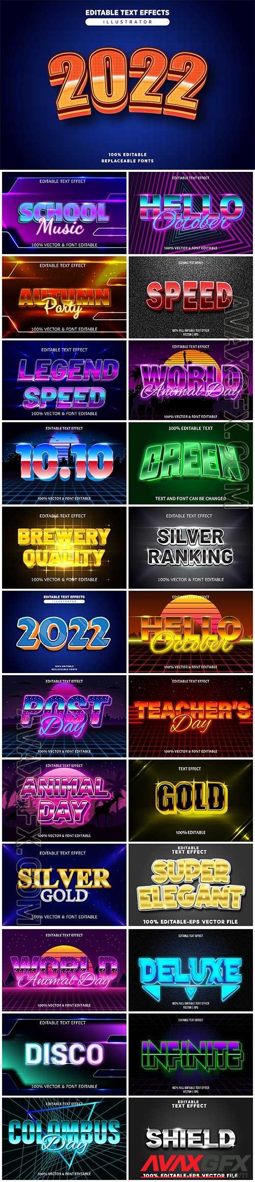 Collection 3d editable text style effect vector vol 872