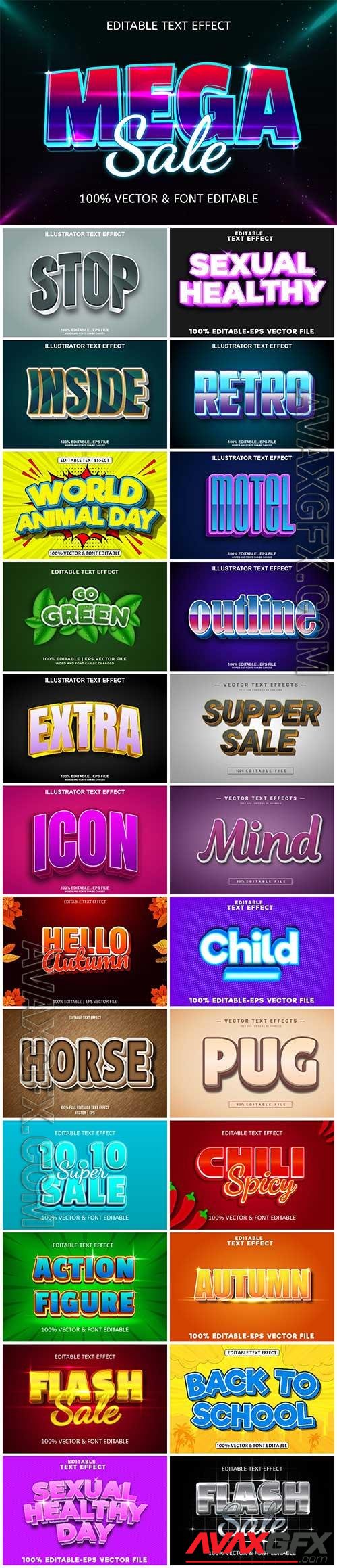 Collection 3d editable text style effect vector vol 869