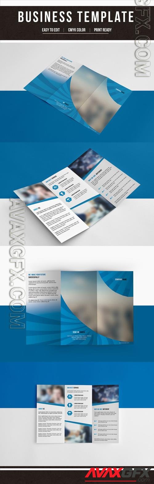 AdobeStock Business Brochure Layout with Blue Accents 210040659