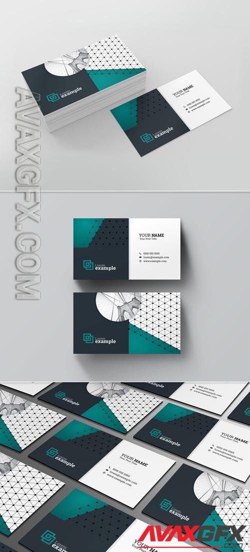 AdobeStock Business Card Layout with Teal Accents 210367501