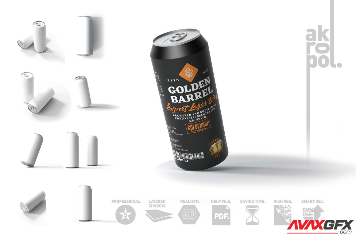 CreativeMarket - Beer Can Mock-Up 5730370 PSD