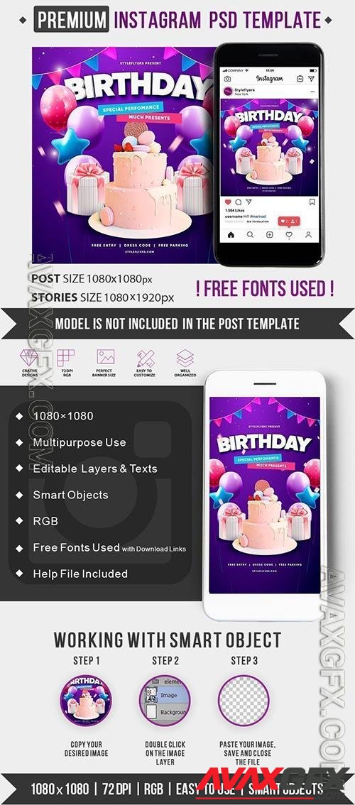 Birthday Instagram Post and Story Template