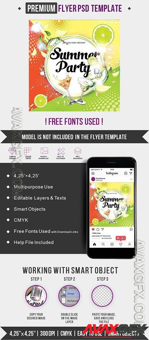 Summer Party Instagram Post and Story Template