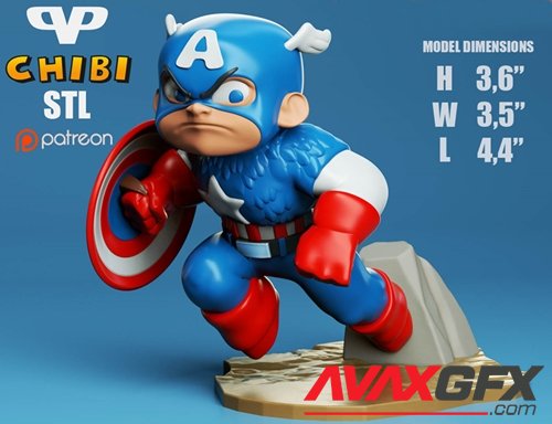 Captain America Chibi – 3D Printable STL