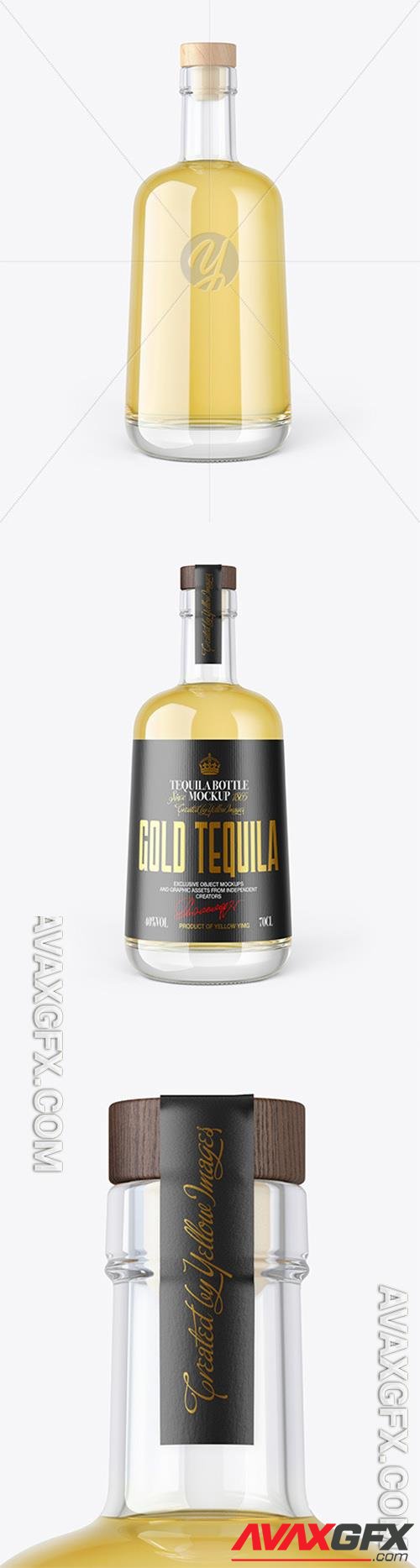 Gold Tequila Bottle with Wooden Cap Mockup 82695 TIF