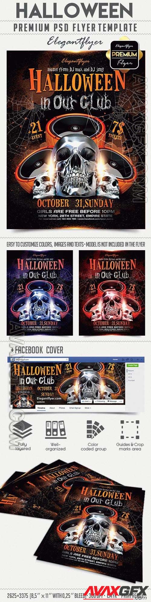 Halloween in Our Club Flyer PSD Template