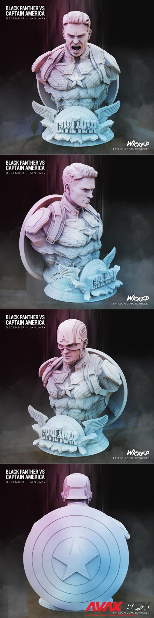 Wicked Captain America Bust – 3D Printable STL
