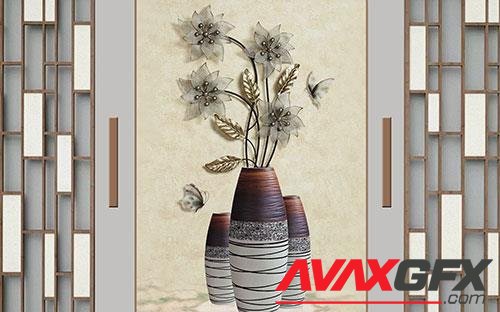 Wood grain stone 3d floral stereo tv background wall