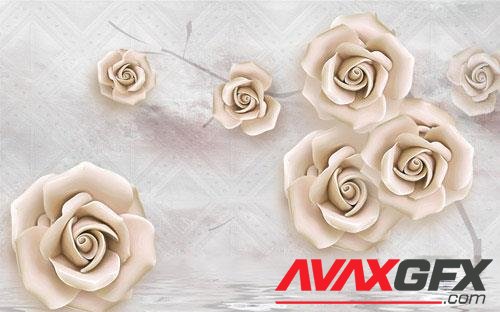 3d rose flower embossed background wall