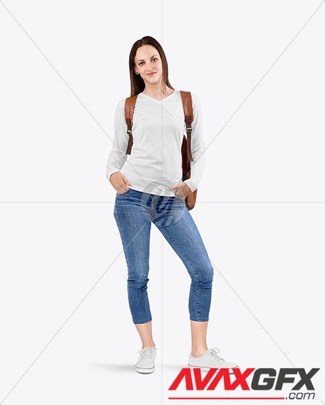 Woman in a Long Sleeve Shirt Mockup 84085