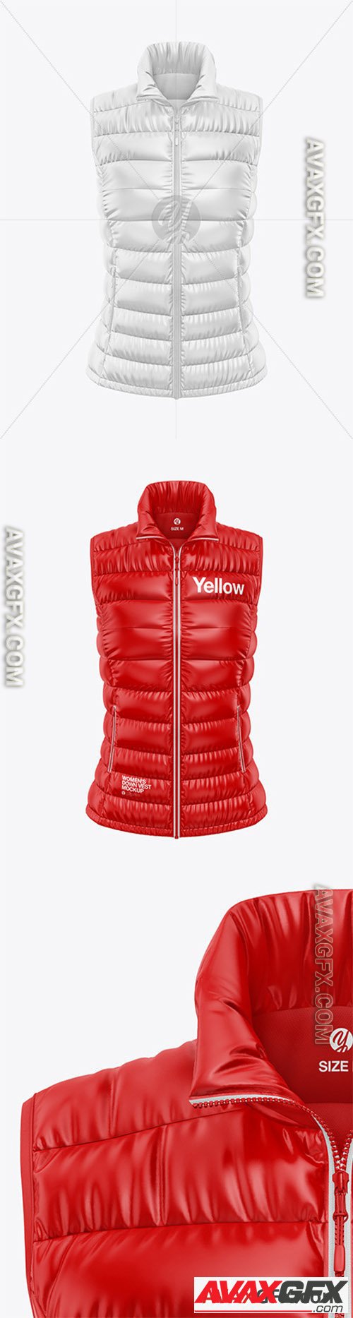 Glossy Womens Down Vest Mockup - Front View 52147