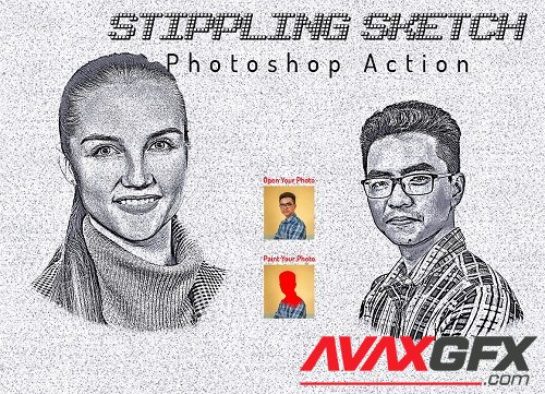 Stippling Sketch Photoshop Action - 6405400