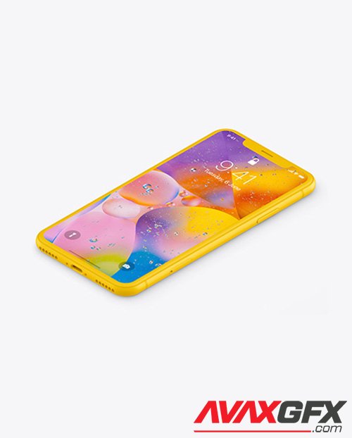 iPhone XR Clay Isometric Left Mockup 46114