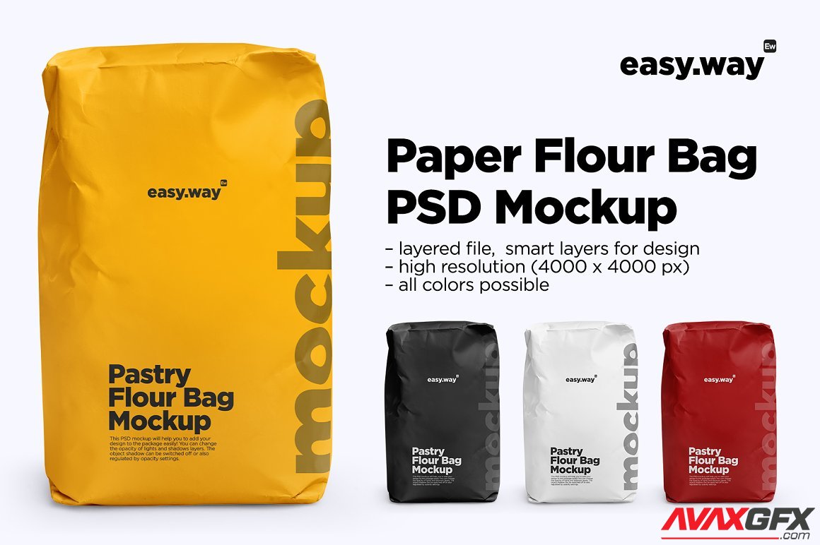 CreativeMarket - Flour Bag in a Front View Mockup 6191410 PSD