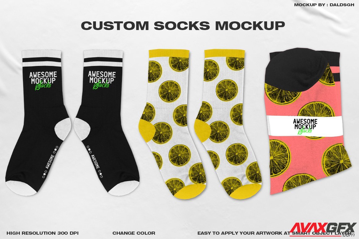 CreativeMarket - CUSTOM SOCKS MOCKUP 6194998