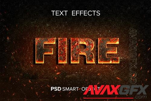 Fire text effect photoshop with flying spark Premium Psd