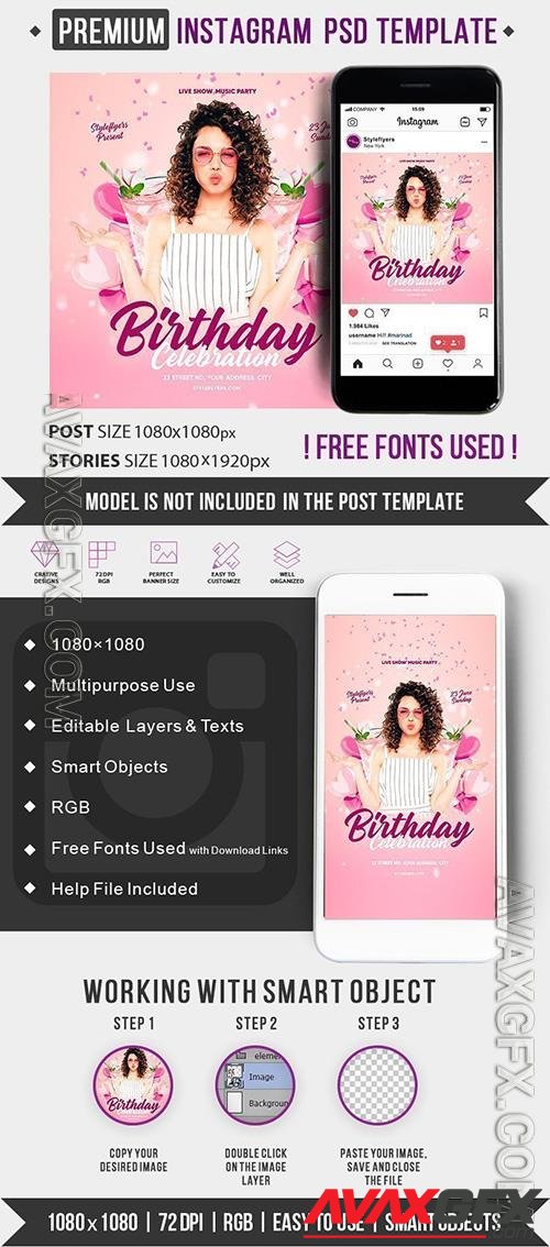 Birthday celebration Instagram Post and Story Template