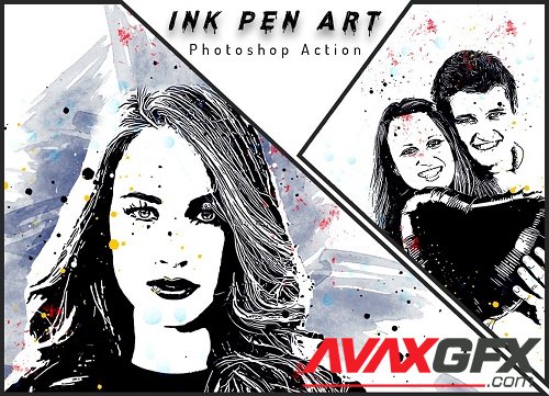 Ink Pen Art Photoshop Action - 6410268