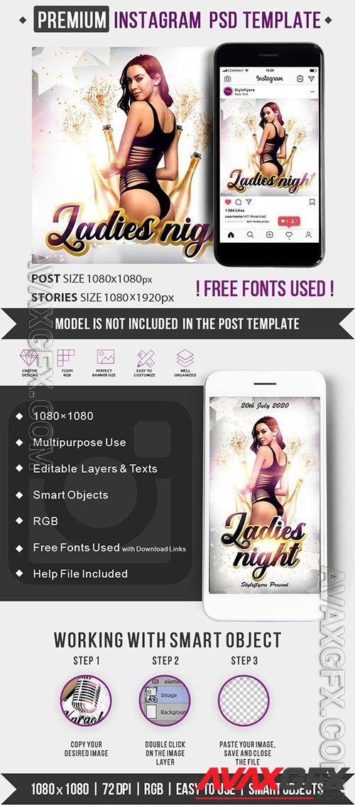Ladies Night PSD Instagram Post and Story Template