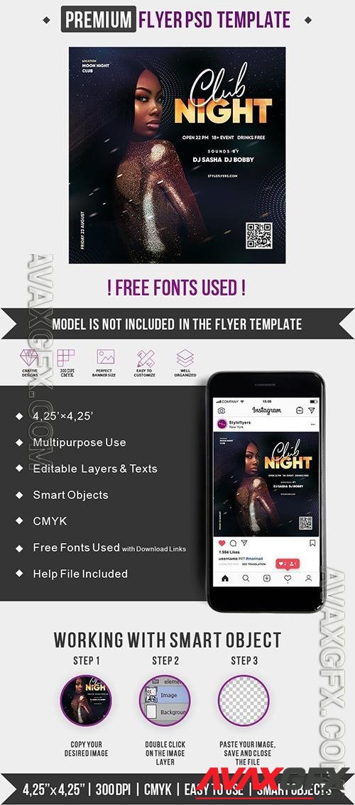 Night Club PSD flyer square Template