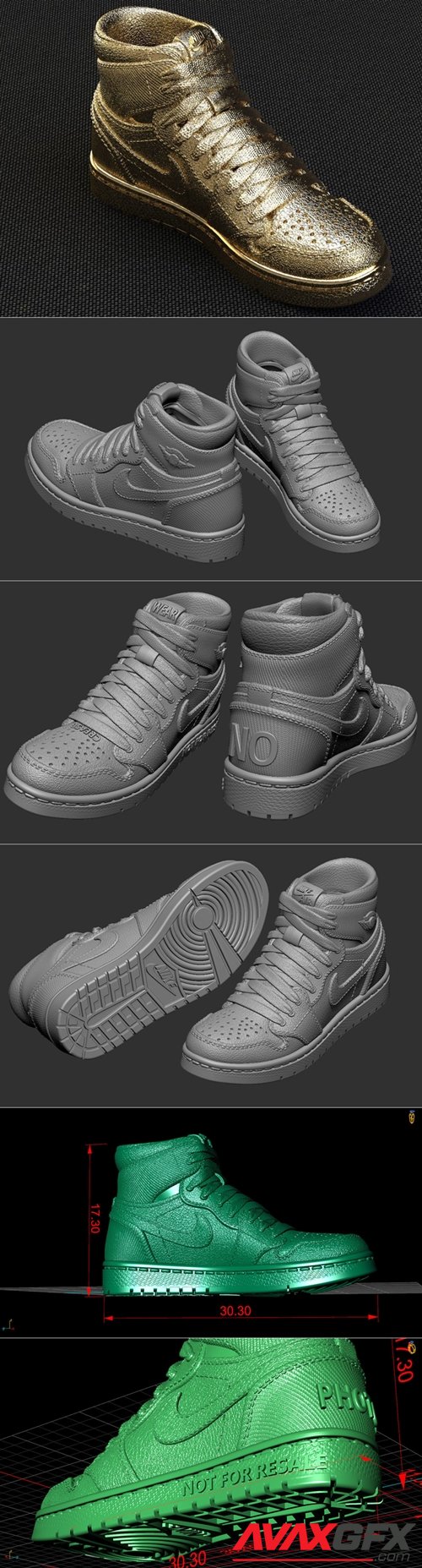 Jordan 1 Retro High Satin Black Toe – 3D Printable STL