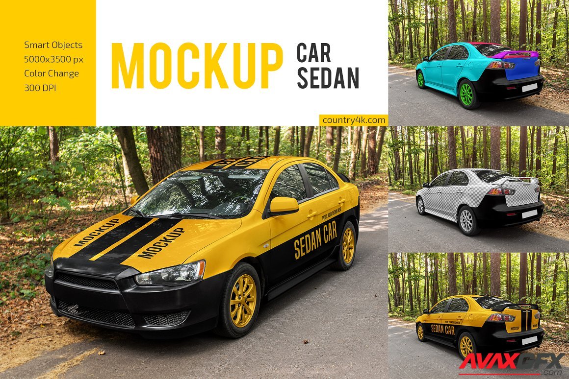 CreativeMarket - Car Sedan Mockup Set 6174869