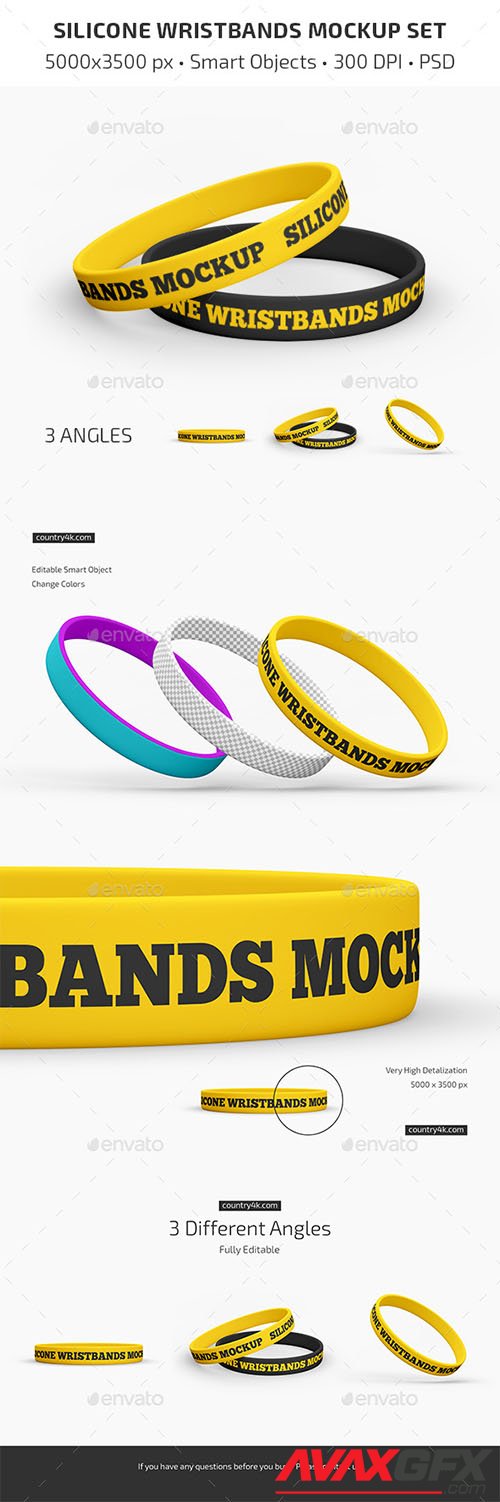 GraphicRiver - Silicone Wristbands Mockup Set 33074188