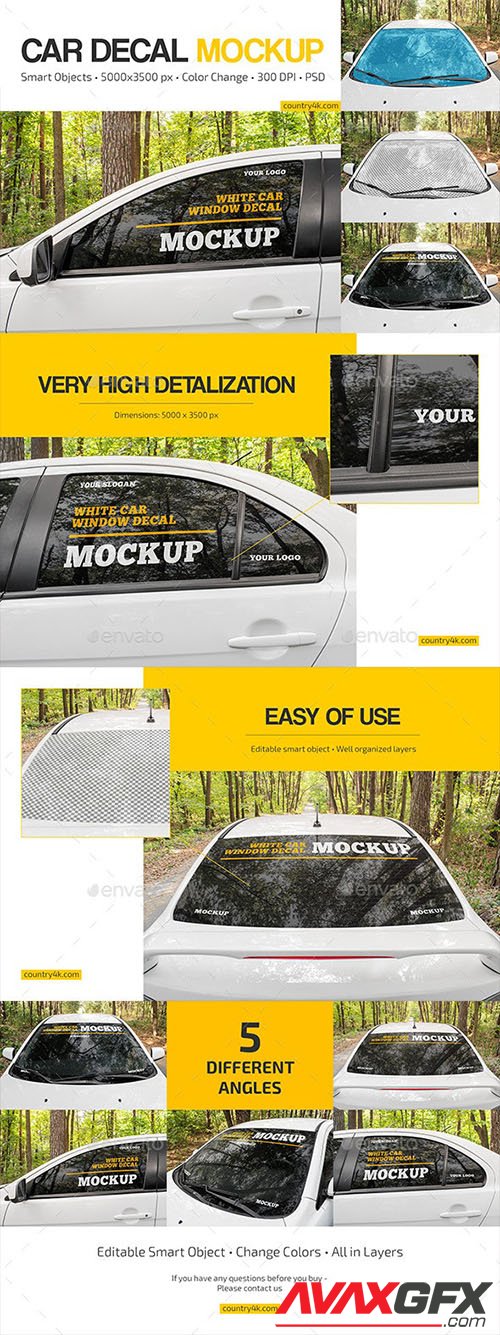 GraphicRiver - White Car Window Decal Mockup Set 33109806