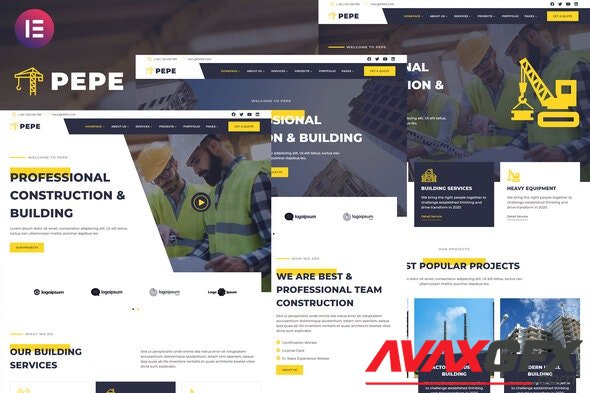 ThemeForest - Pepe v1.0.0 - Building & Construction Business Services Elementor Template Kit - 33489672