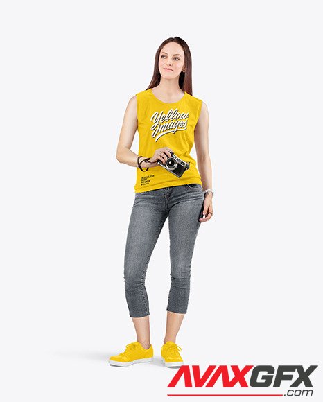 Woman in a Sleeveless Shirt Mockup 83925