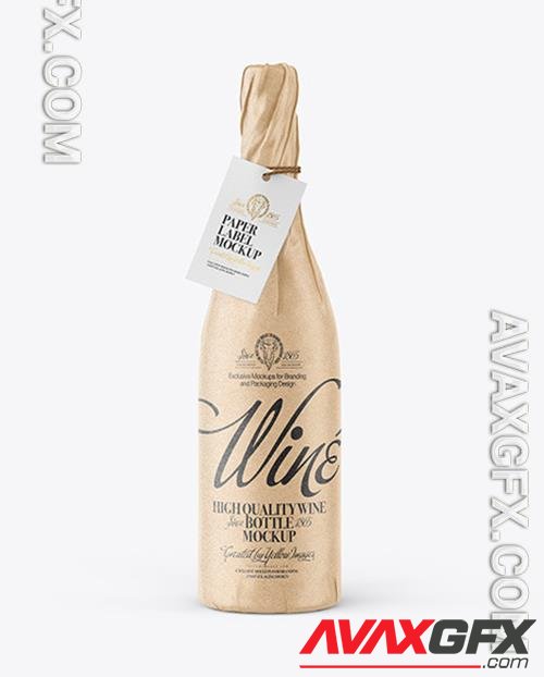 Wine Bottle in Kraft Paper Wrap Mockup 82776 TIF