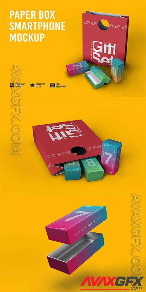 Paper Box Smartphone Mockup YCQQVZ3