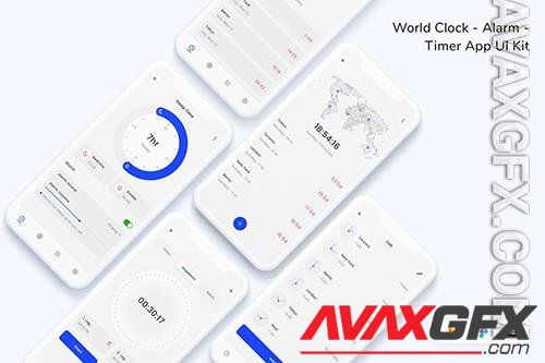 World Clock - Alarm - Timer App UI Kit 67WZGXB